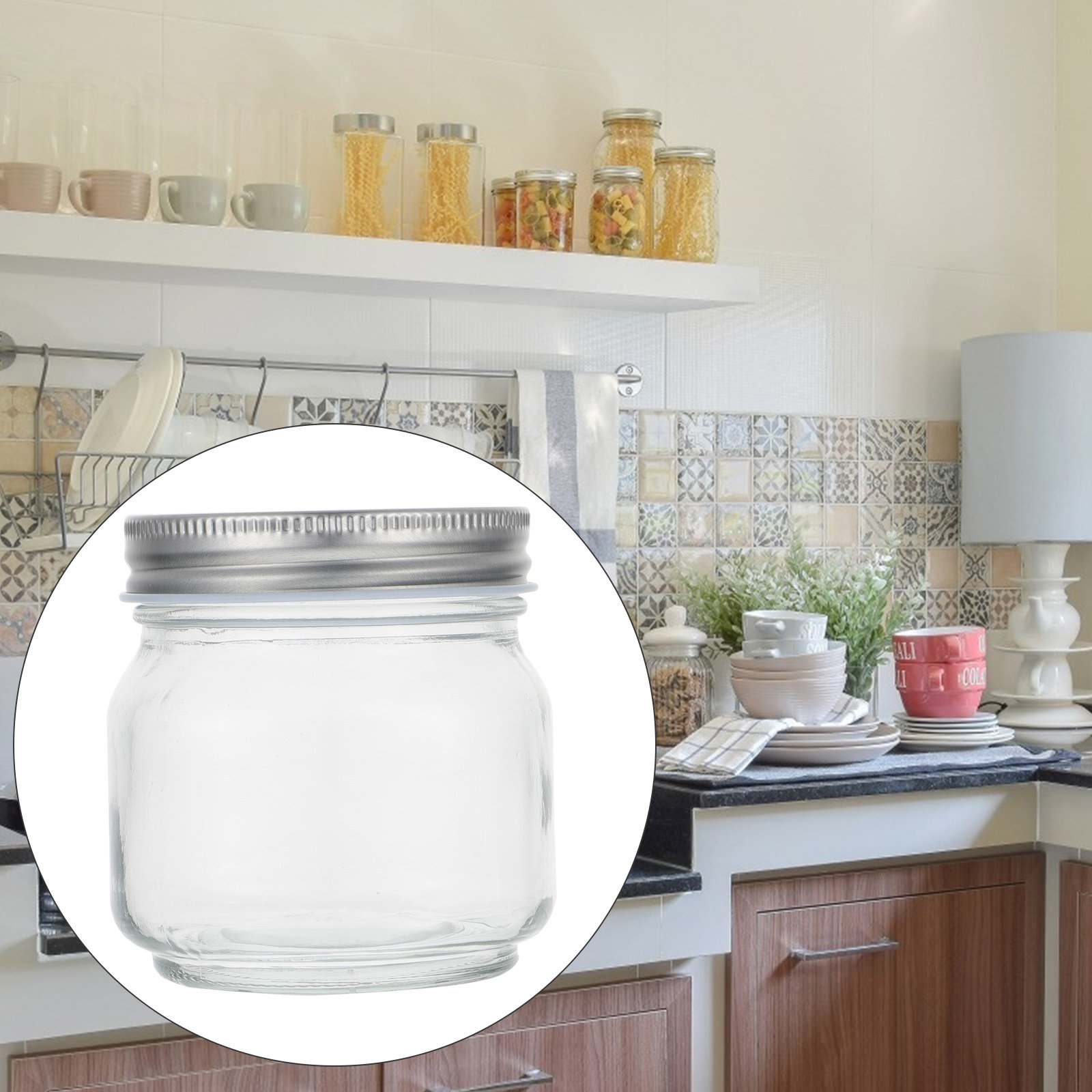 Food Storage With Glass Lids - 6 sztuk grubych przezroczystych szklanych słoików