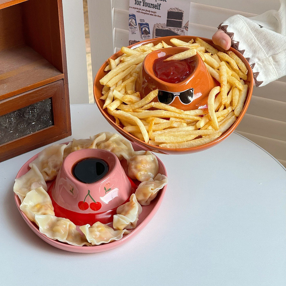 Food Storage Dividers - Ceramiczna tacka w kształcie kapelusza kowbojskiego