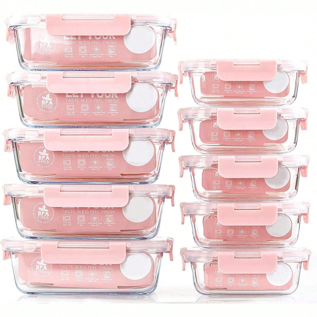 Food Storage With Glass Lids - 10 sztuk szklanych pojemników do przygotowywania