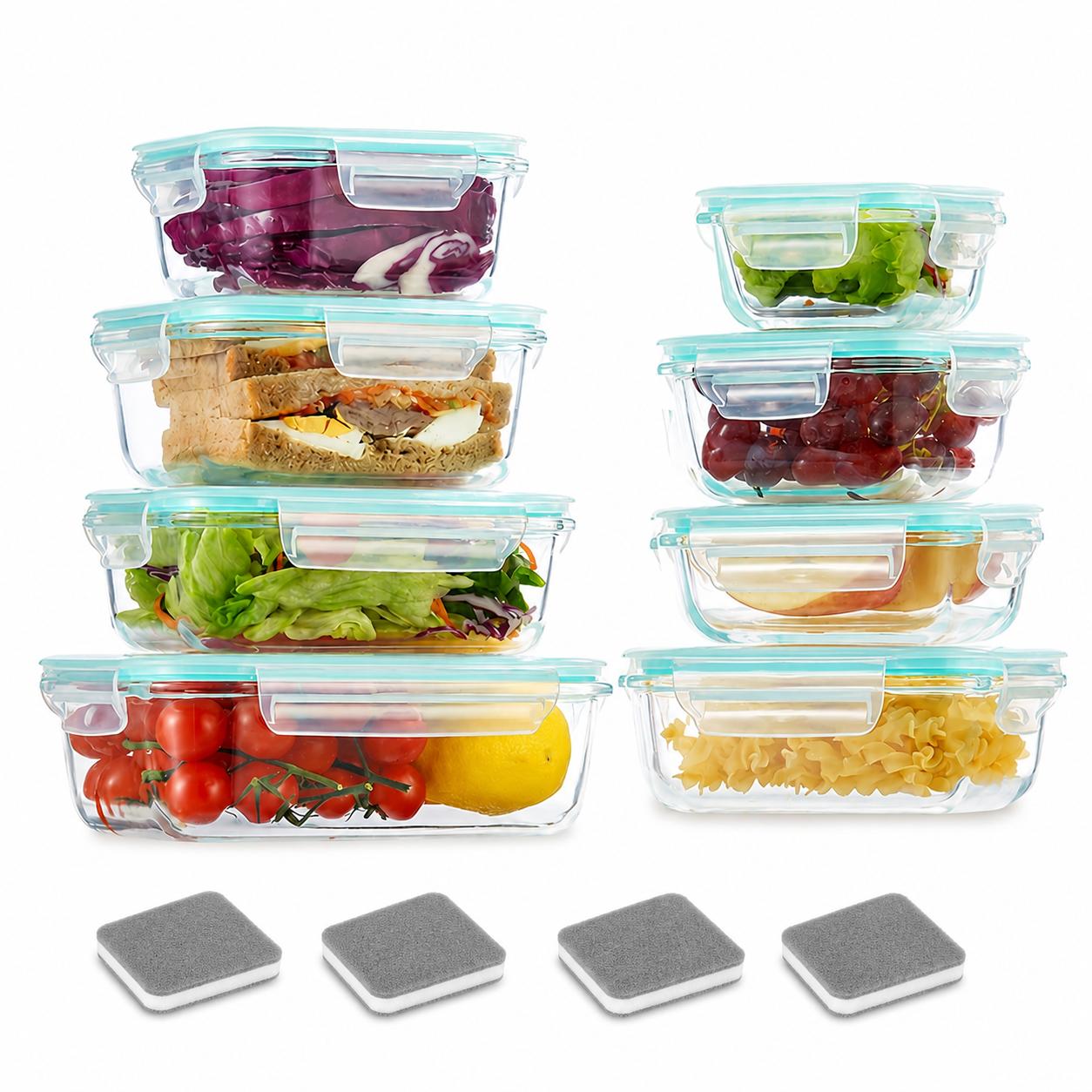 Food Storage With Glass Lids - 16 sztuk szczelnych szklanych pojemników do