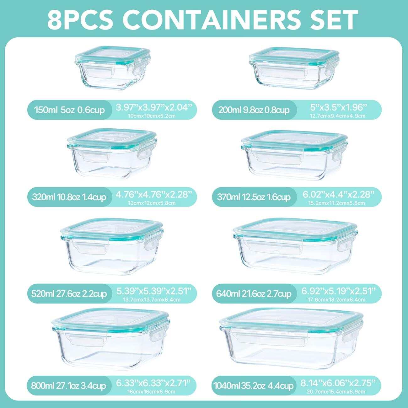 16 sztuk szczelnych szklanych  – Food Storage With Glass Lids recenzja i cena